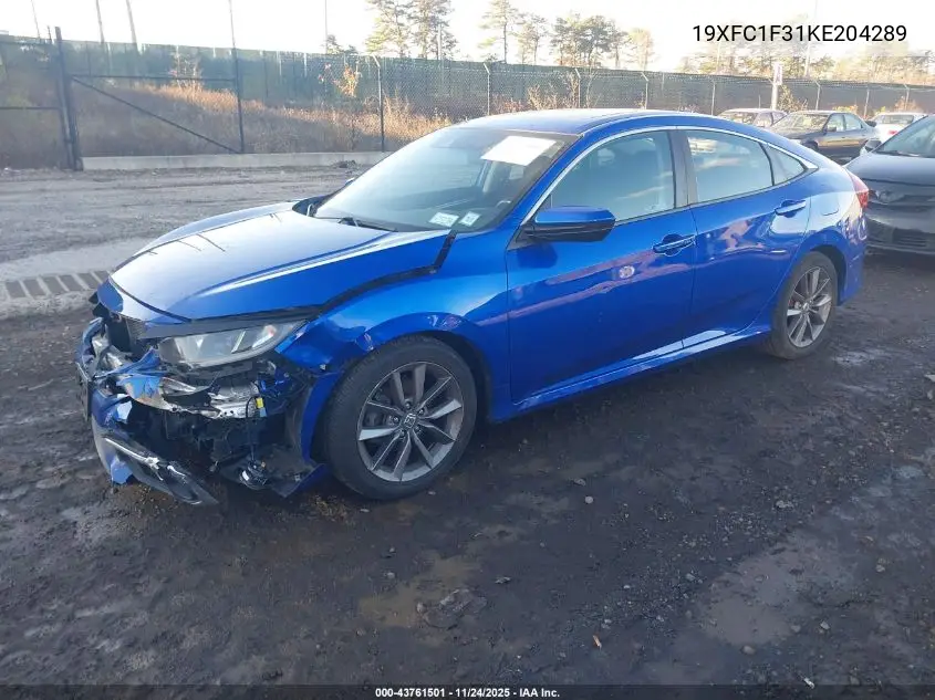 19XFC1F31KE204289 2019 Honda Civic Ex