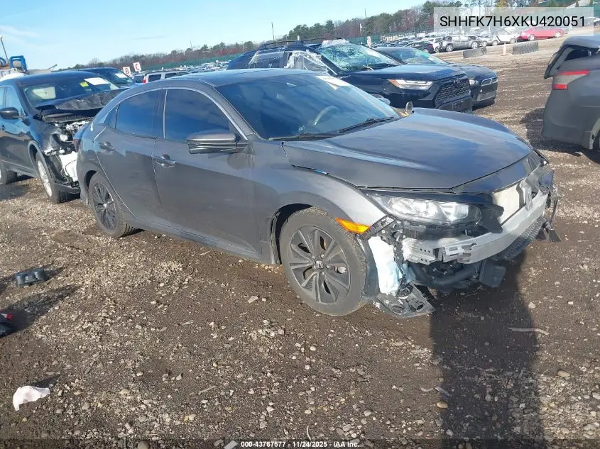 SHHFK7H6XKU420051 2019 Honda Civic Ex