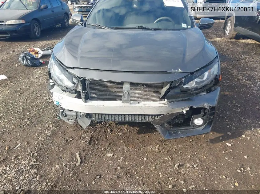 SHHFK7H6XKU420051 2019 Honda Civic Ex