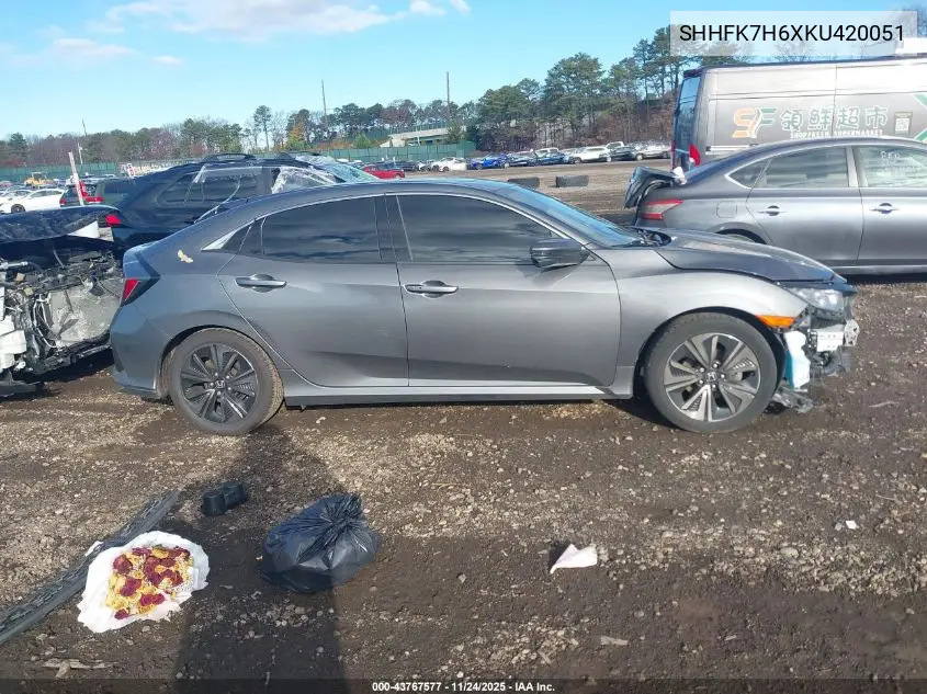 SHHFK7H6XKU420051 2019 Honda Civic Ex