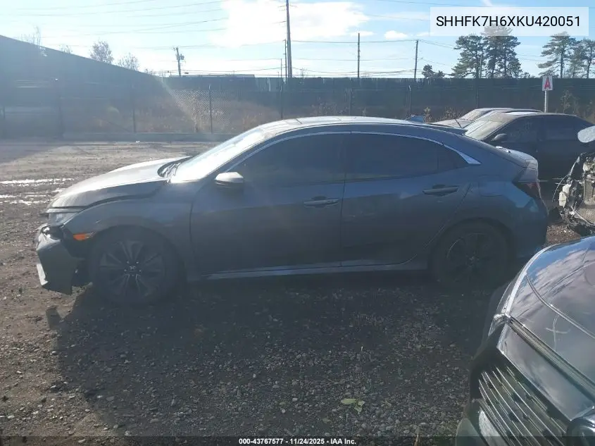 SHHFK7H6XKU420051 2019 Honda Civic Ex