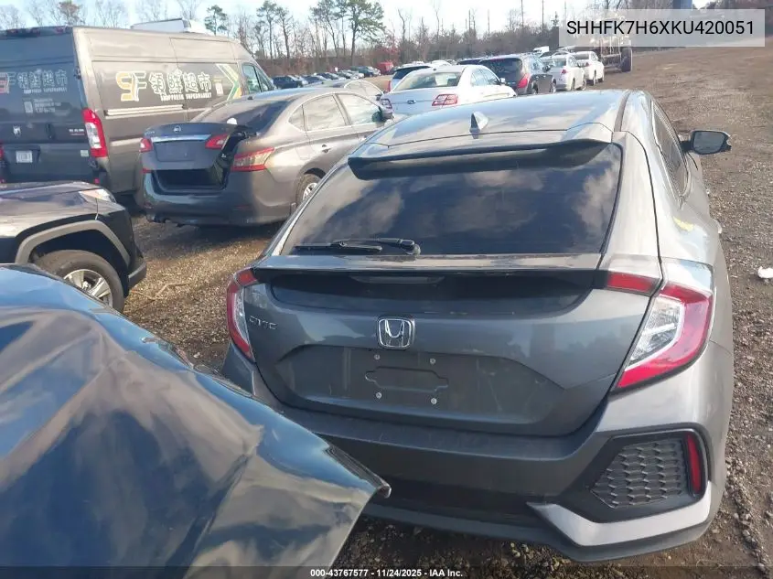 SHHFK7H6XKU420051 2019 Honda Civic Ex
