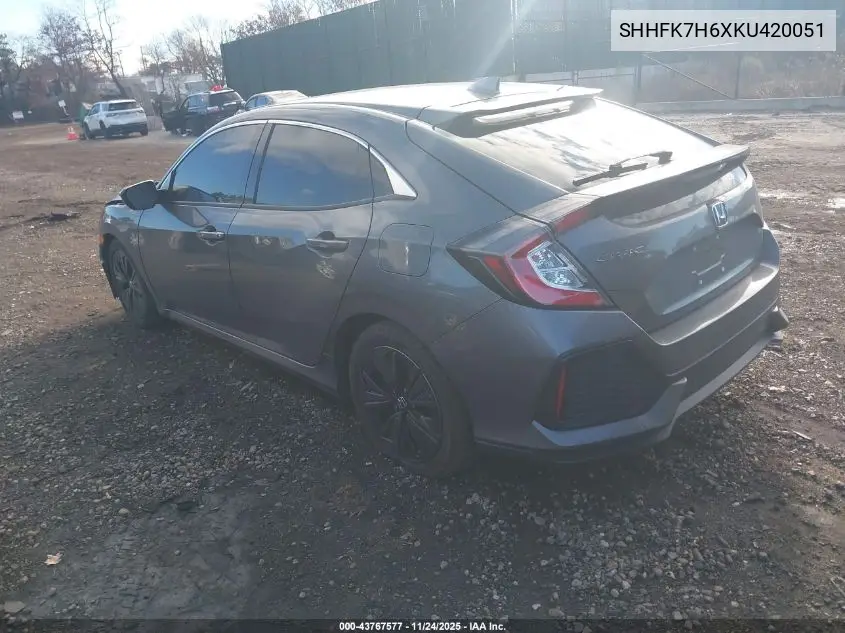 SHHFK7H6XKU420051 2019 Honda Civic Ex