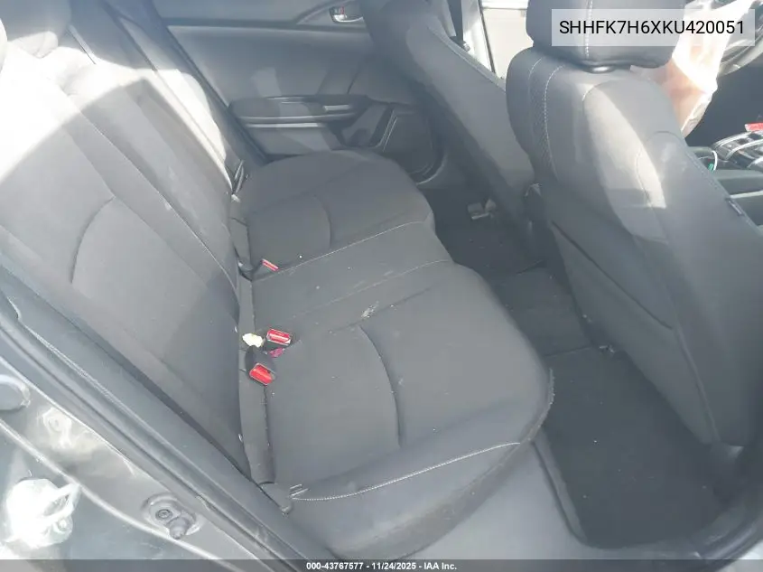 SHHFK7H6XKU420051 2019 Honda Civic Ex