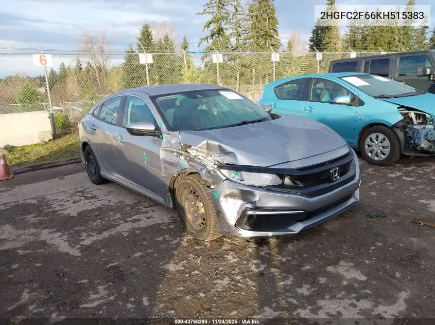 2HGFC2F66KH515383 2019 Honda Civic Lx