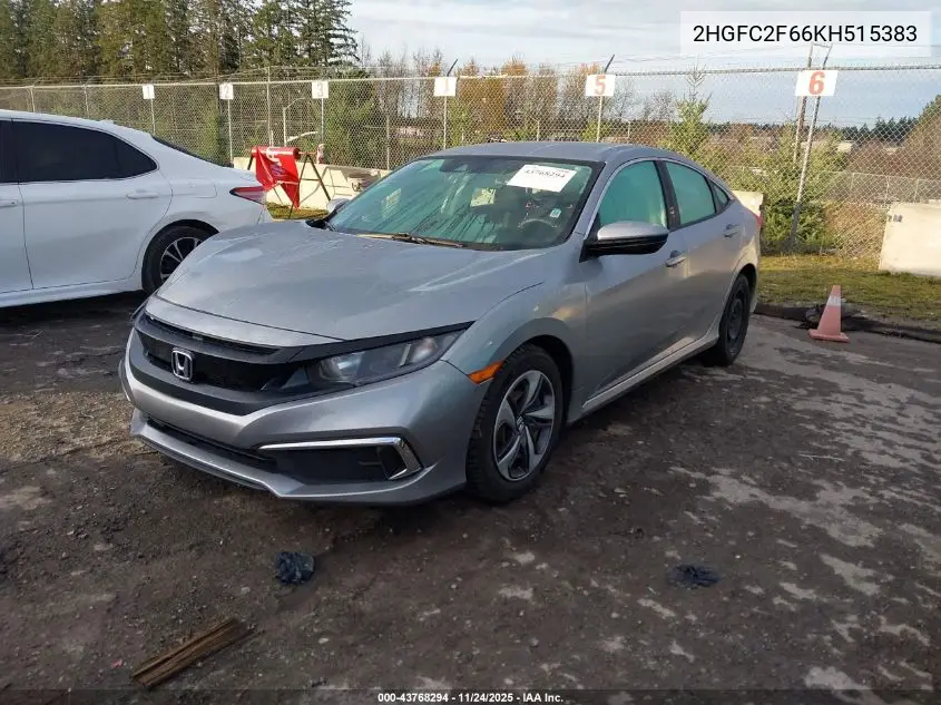 2HGFC2F66KH515383 2019 Honda Civic Lx