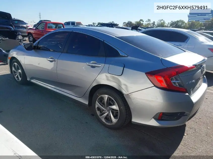 2HGFC2F6XKH579491 2019 Honda Civic Lx