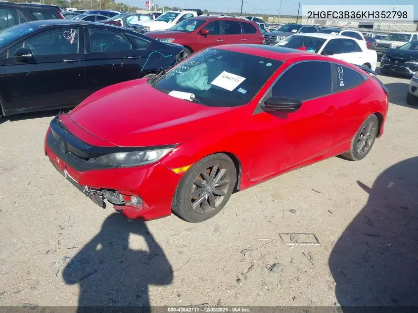 2HGFC3B36KH352798 2019 Honda Civic Ex