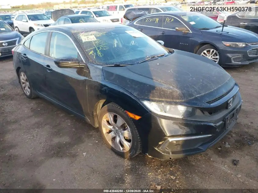 2HGFC2F63KH590378 2019 Honda Civic Lx