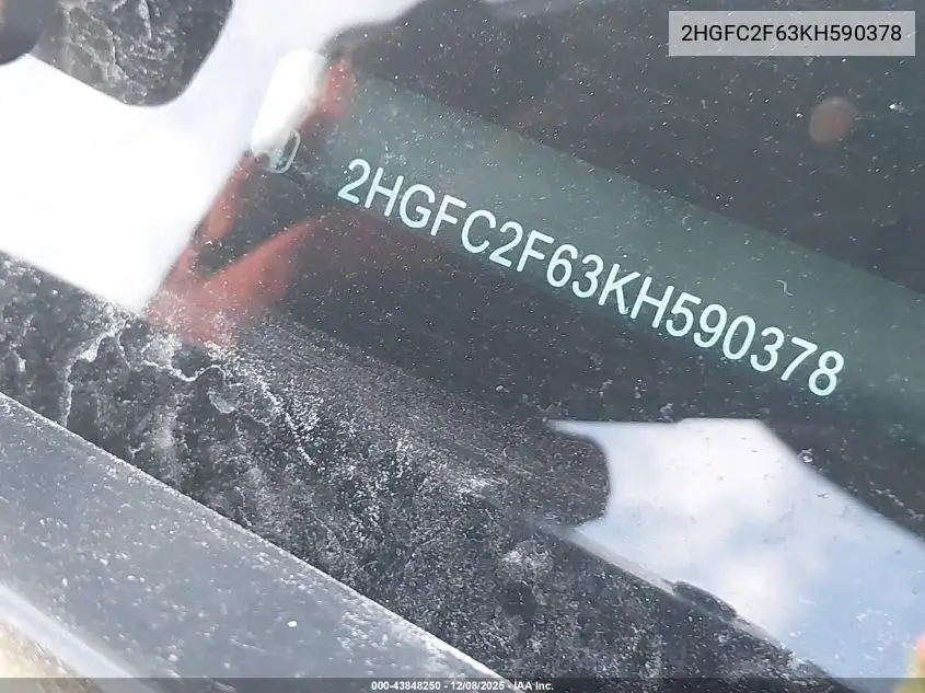 2HGFC2F63KH590378 2019 Honda Civic Lx