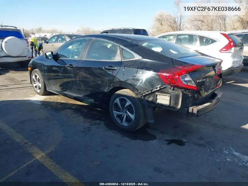 19XFC2F67KE038666 2019 Honda Civic Lx