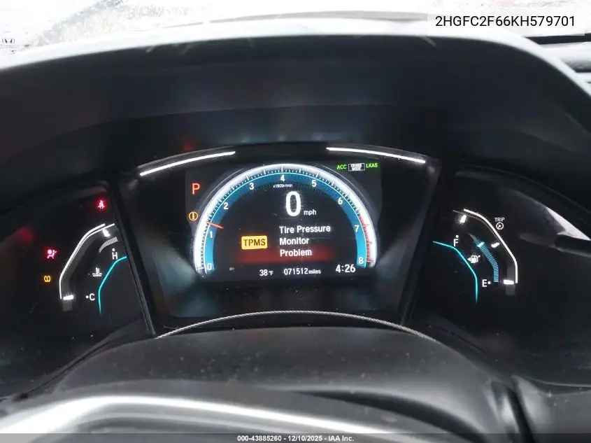 2HGFC2F66KH579701 2019 Honda Civic Lx