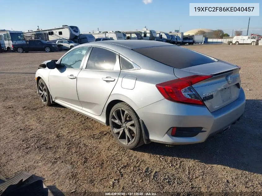 19XFC2F86KE040457 2019 Honda Civic Sport
