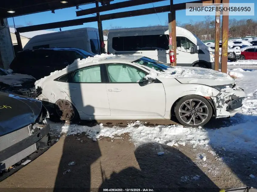 2HGFC2F85KH586950 2019 Honda Civic Sport
