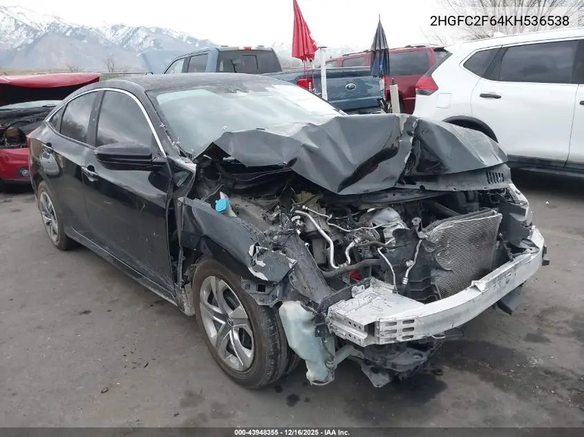 2HGFC2F64KH536538 2019 Honda Civic Lx