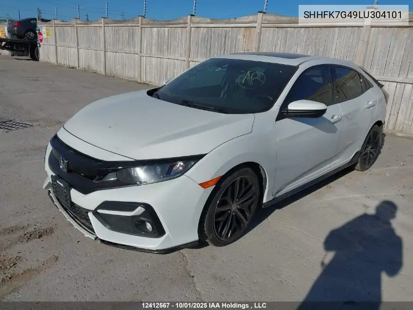 SHHFK7G49LU304101 2020 Honda Civic Sport