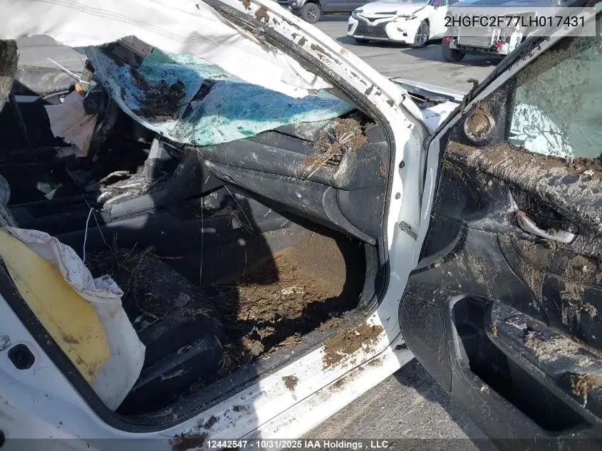 2HGFC2F77LH017431 2020 Honda Civic Ex 4Dr