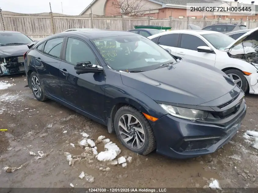 2HGFC2F72LH005445 2020 Honda Civic Ex 4Dr