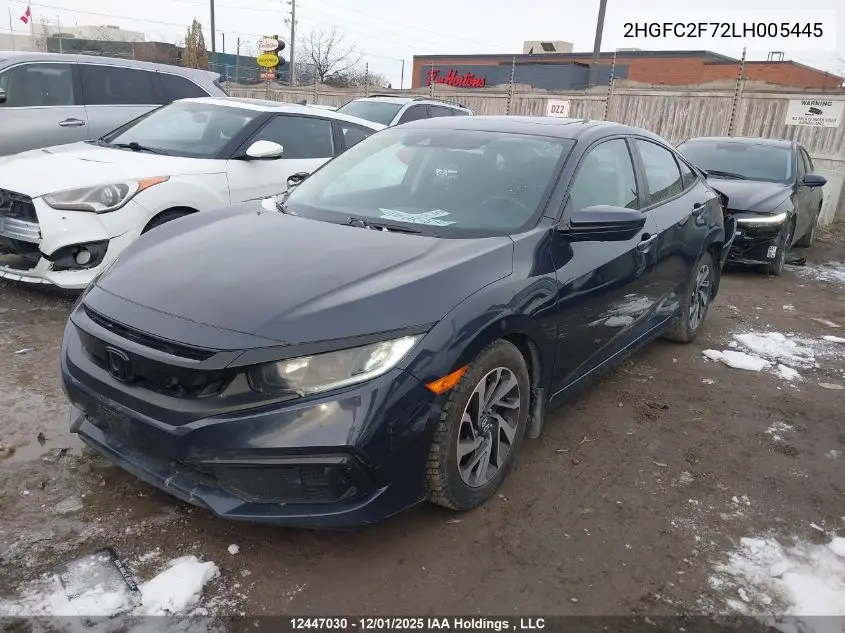 2HGFC2F72LH005445 2020 Honda Civic Ex 4Dr