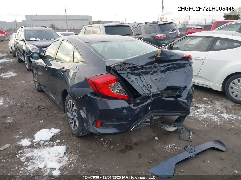 2HGFC2F72LH005445 2020 Honda Civic Ex 4Dr