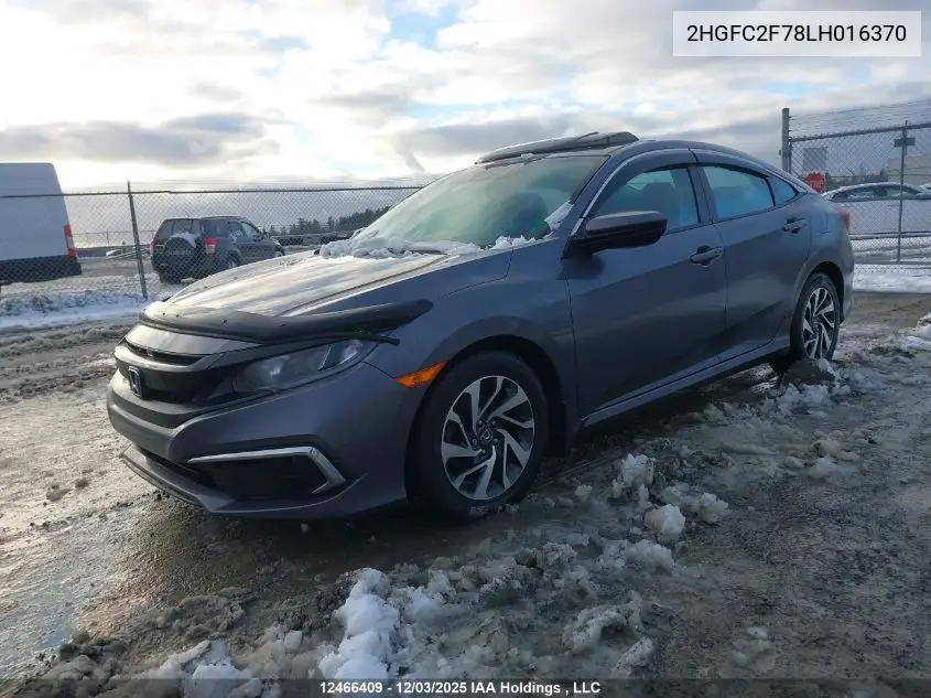 2HGFC2F78LH016370 2020 Honda Civic Ex 4Dr