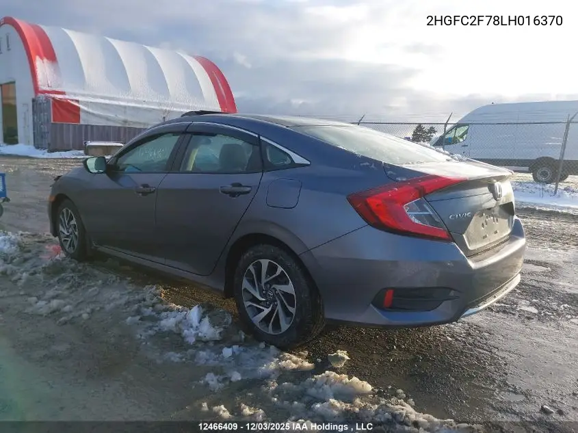 2HGFC2F78LH016370 2020 Honda Civic Ex 4Dr
