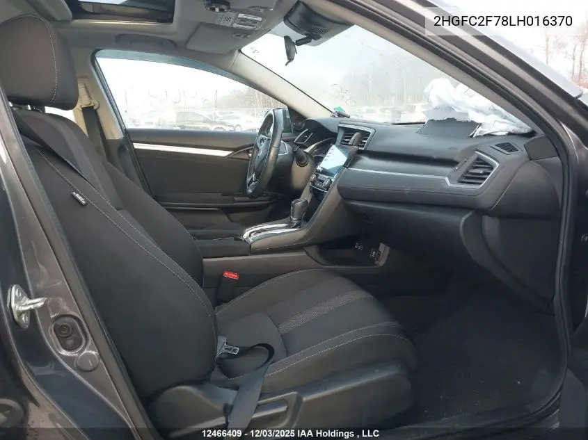 2HGFC2F78LH016370 2020 Honda Civic Ex 4Dr