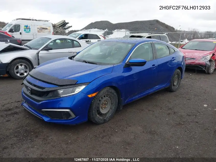 2HGFC2F76LH012933 2020 Honda Civic
