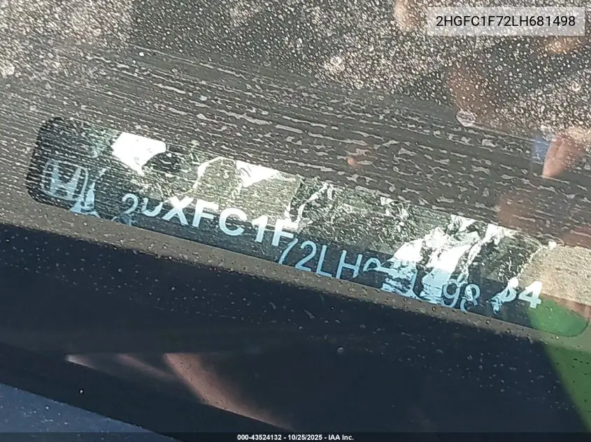 2HGFC1F72LH681498 2020 Honda Civic Ex-L
