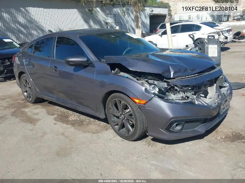 19XFC2F81LE208104 2020 Honda Civic Sport