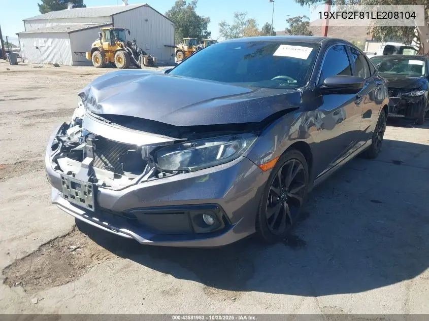 19XFC2F81LE208104 2020 Honda Civic Sport