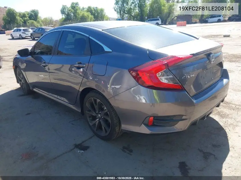 19XFC2F81LE208104 2020 Honda Civic Sport