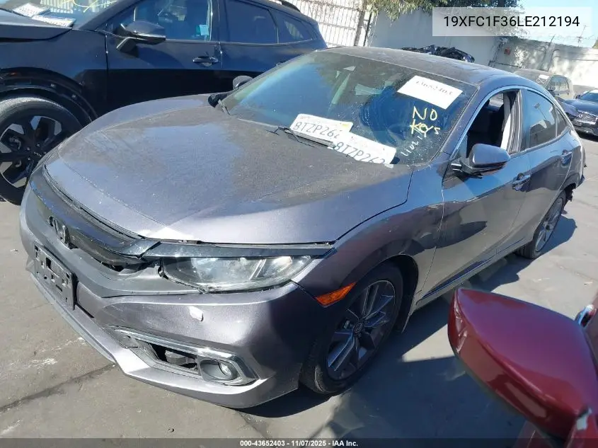 19XFC1F36LE212194 2020 Honda Civic Ex