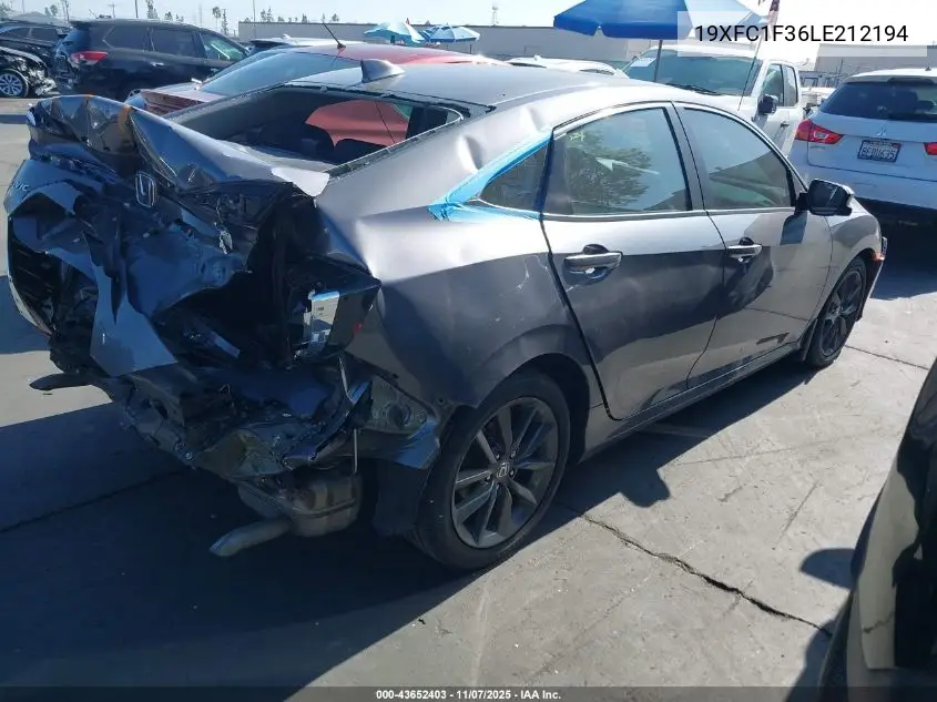 19XFC1F36LE212194 2020 Honda Civic Ex