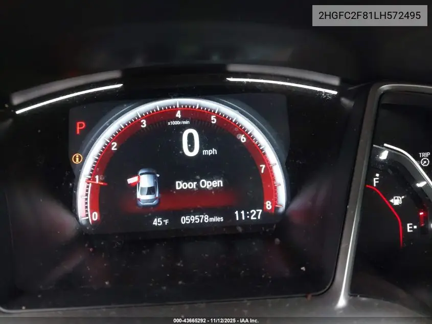 2HGFC2F81LH572495 2020 Honda Civic Sport