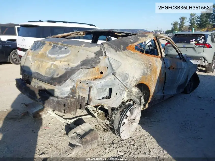 2HGFC3B36LH351653 2020 Honda Civic Ex