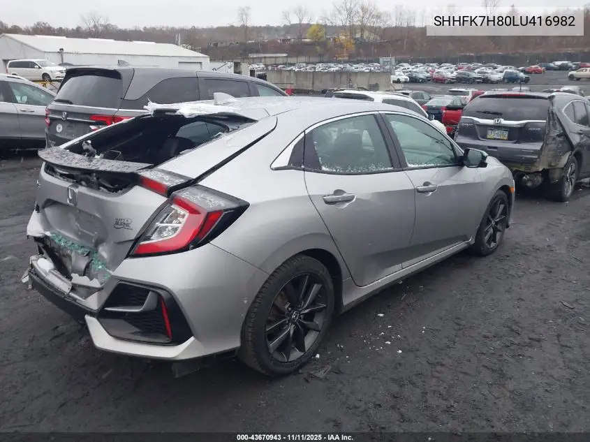 SHHFK7H80LU416982 2020 Honda Civic Ex-L