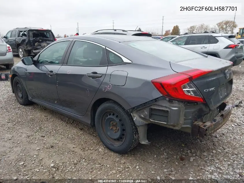 2HGFC2F60LH587701 2020 Honda Civic Lx