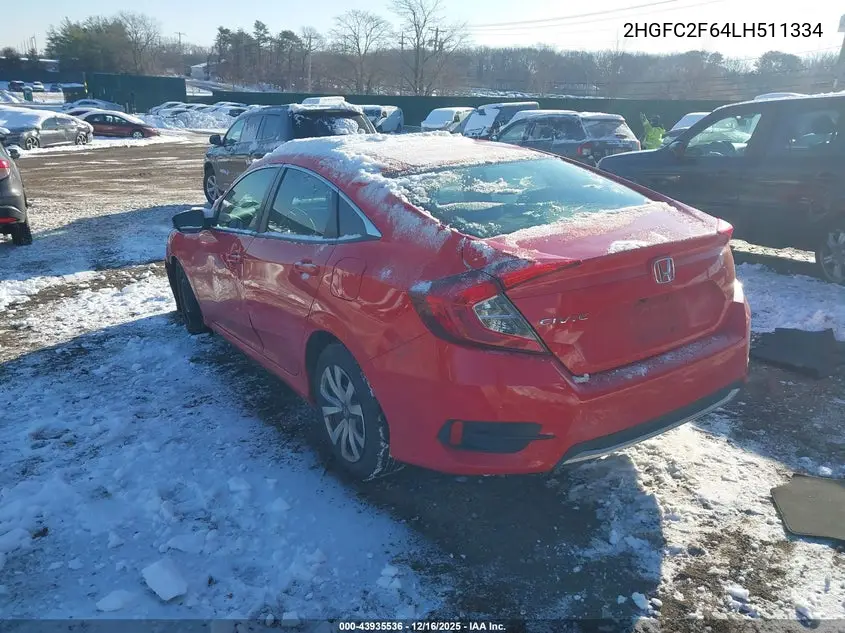 2HGFC2F64LH511334 2020 Honda Civic Lx