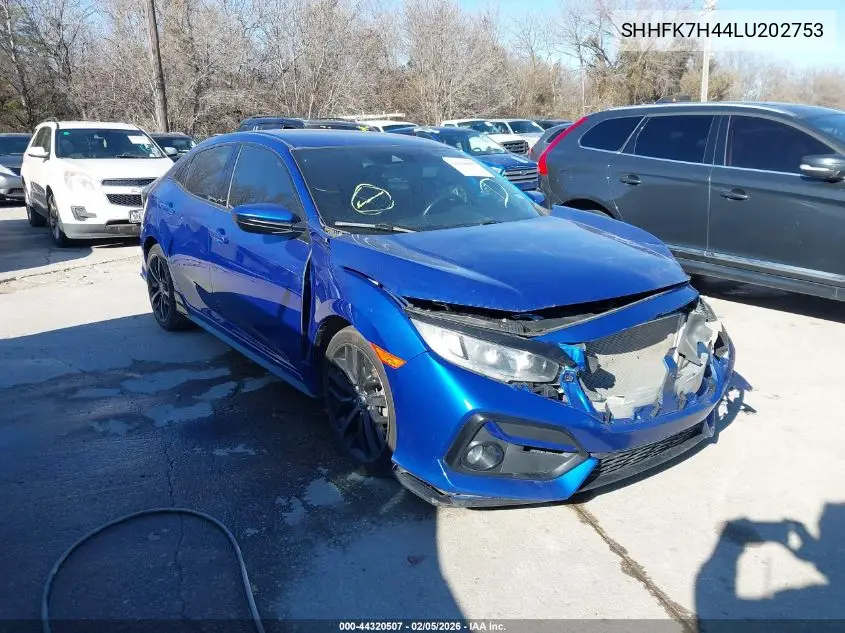 SHHFK7H44LU202753 2020 Honda Civic Sport