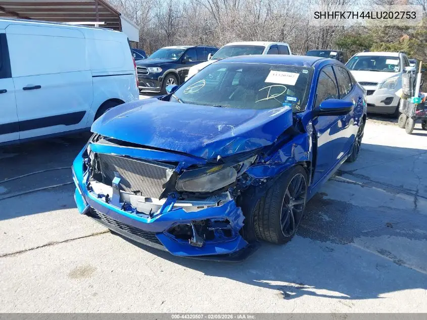 SHHFK7H44LU202753 2020 Honda Civic Sport