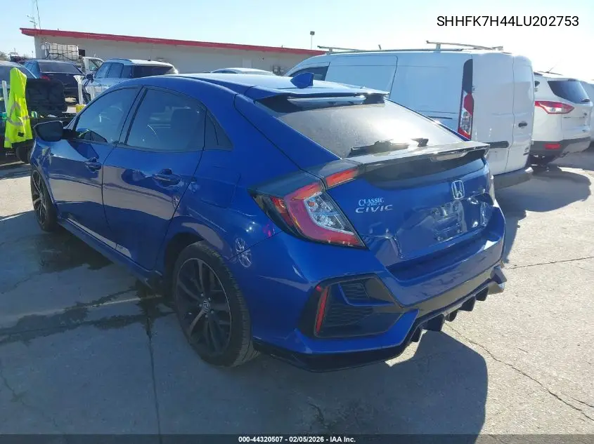 SHHFK7H44LU202753 2020 Honda Civic Sport