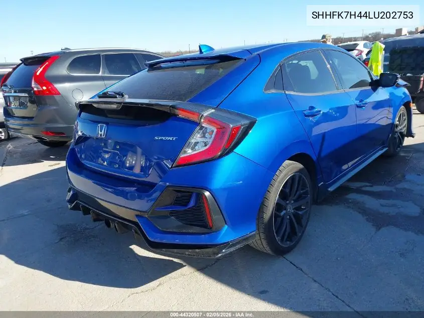 SHHFK7H44LU202753 2020 Honda Civic Sport