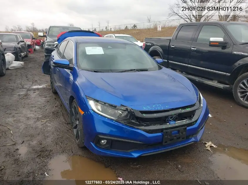2HGFC2F83MH011216 2021 Honda Civic Sport
