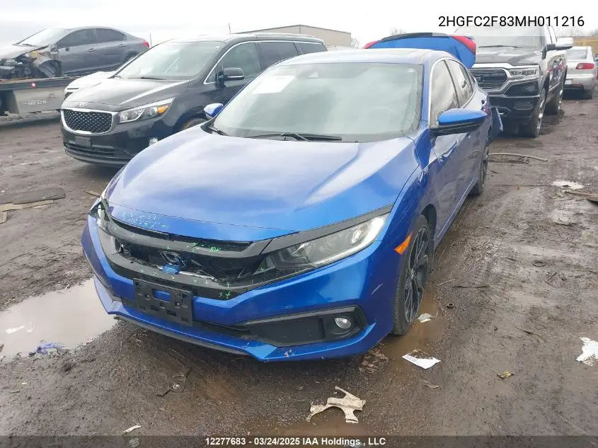 2HGFC2F83MH011216 2021 Honda Civic Sport