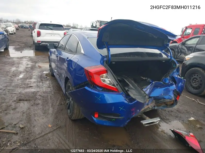 2HGFC2F83MH011216 2021 Honda Civic Sport