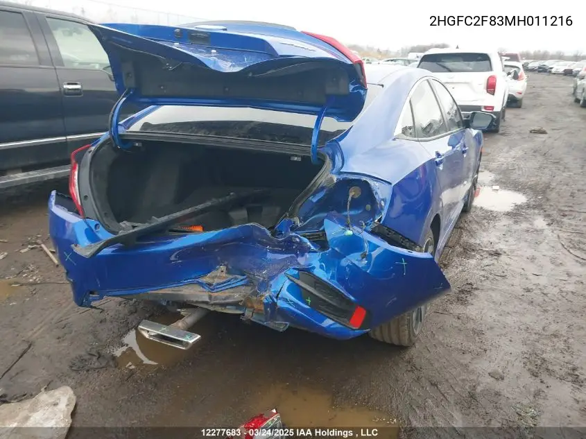 2HGFC2F83MH011216 2021 Honda Civic Sport