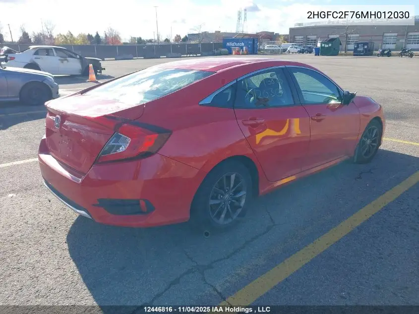 2HGFC2F76MH012030 2021 Honda Civic