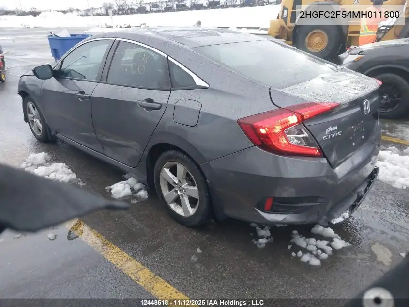2HGFC2F54MH011800 2021 Honda Civic Lx