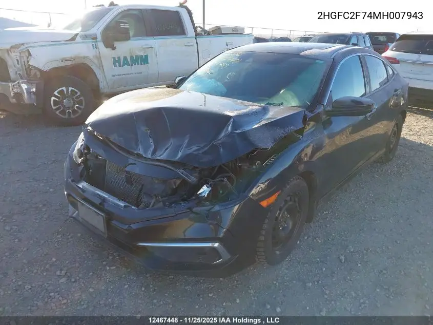 2HGFC2F74MH007943 2021 Honda Civic Ex